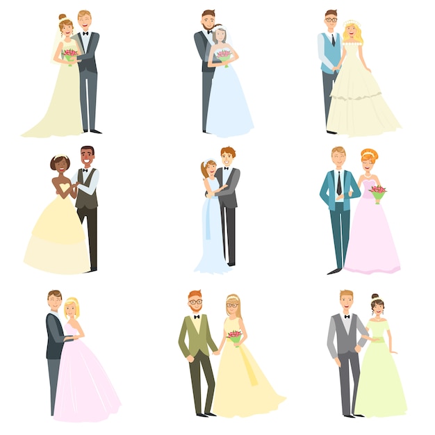 couples posing together on wedding day