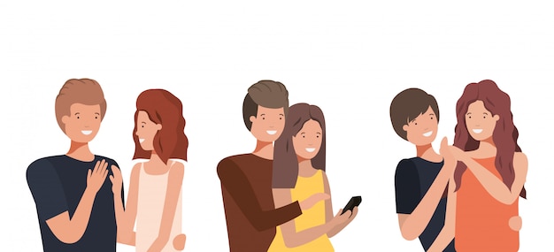 Couples of woman and man 