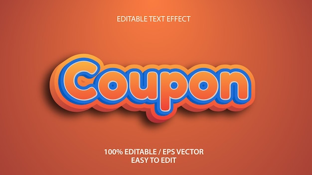 Coupon 3d text effect editable Premium Vector