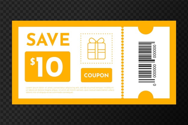 Coupon bespaar dollars promotie verkoop coupon mode ticket kaart coupon korting vector illustratie