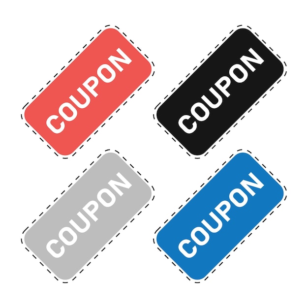 Coupon discount flat collection vector sale offer ticket icon set