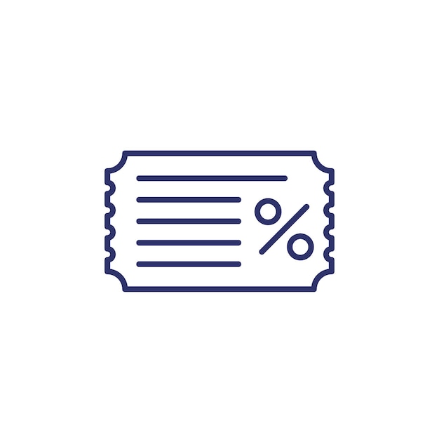 Coupon, discount icon, line vector