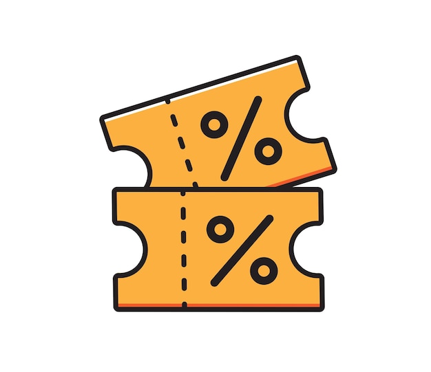 Значок купона на белом фоне. векторная иллюстрация купона со скидкой.