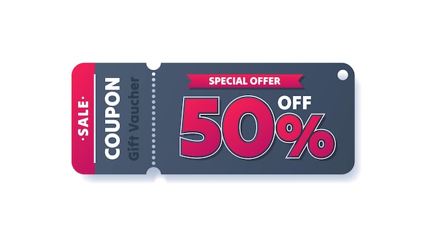 Coupon special voucher 50 percentage Check banner special offer Vector