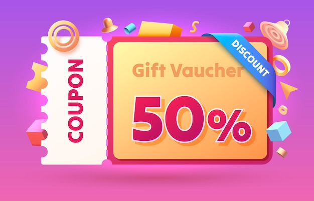 Coupon special voucher 50 percentage Check banner special offer Vector