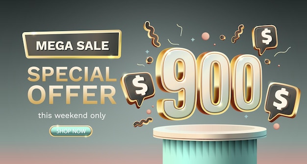 Coupon speciale voucher 900 dollar Check banner speciale aanbieding Vector