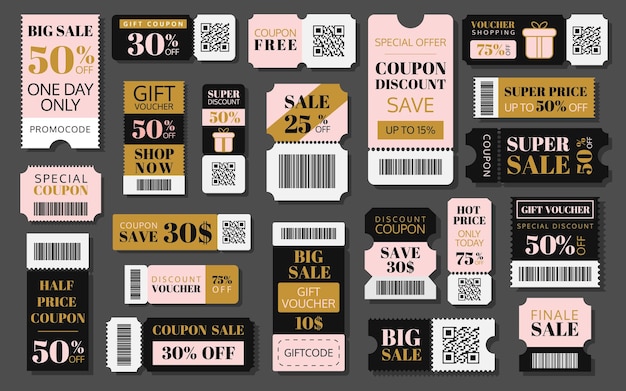 Coupons korting geschenkbonnen verschillende coupons promotie set