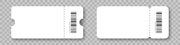 Coupons White Coupon Mockup Ticket with Barcode and shadow Vector illustration