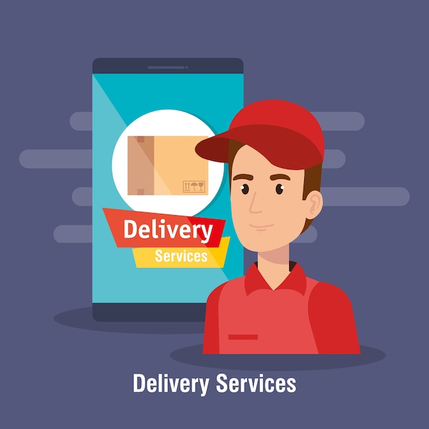 Premium Vector | Courier character delivery service icon