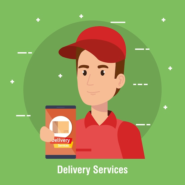 Courier character delivery service icon