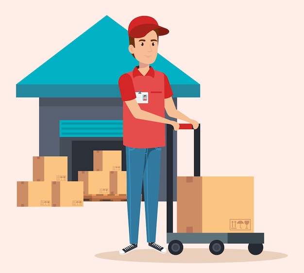courier character delivery service icon