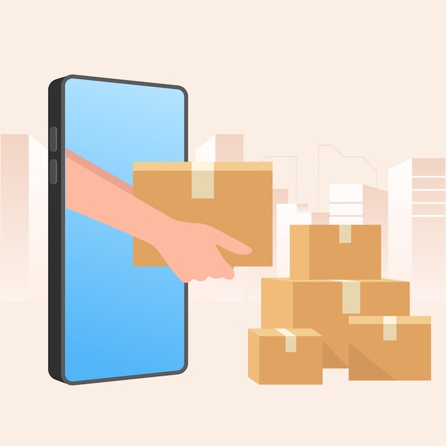 courier giving parcel box to customer delivery service