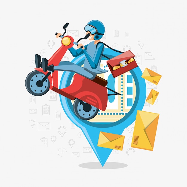 Courier man of logistic service in motorcycle