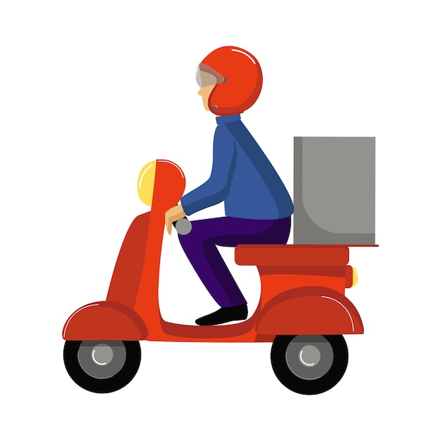 Courier on a scooter delivery