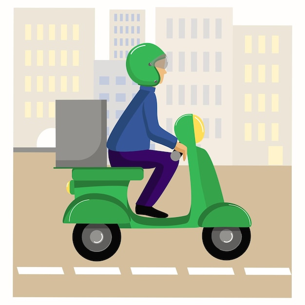 Corriere su una consegna di scooter