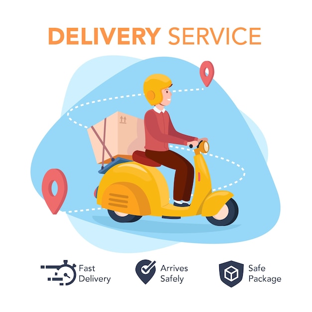 a courier who is delivering packages for customers on his motorbike
