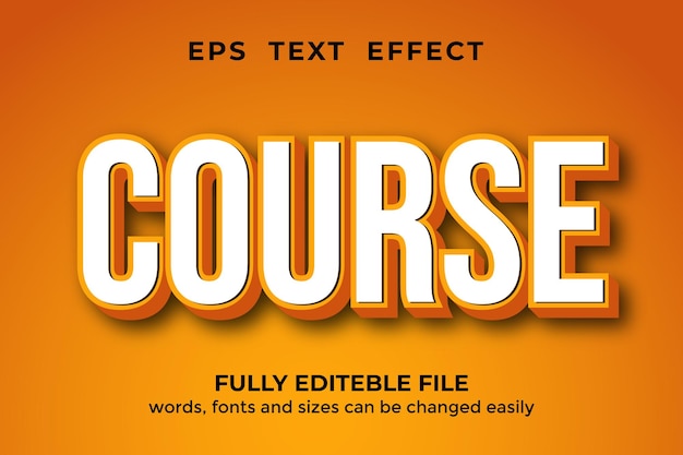 Course 3d style editable text effect premium vector