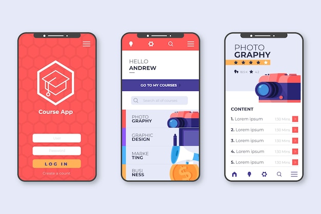 Course app interface concept