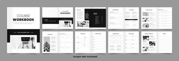 Vector course workbook or course workbook layout design