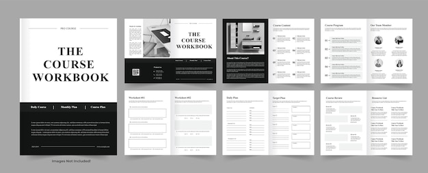 Course workbook template and workbook layout