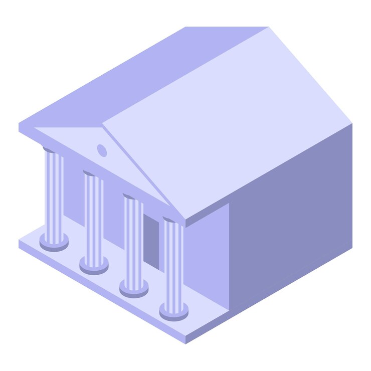 Vector court building icon isometric of court building vector icon for web design isolated on white background