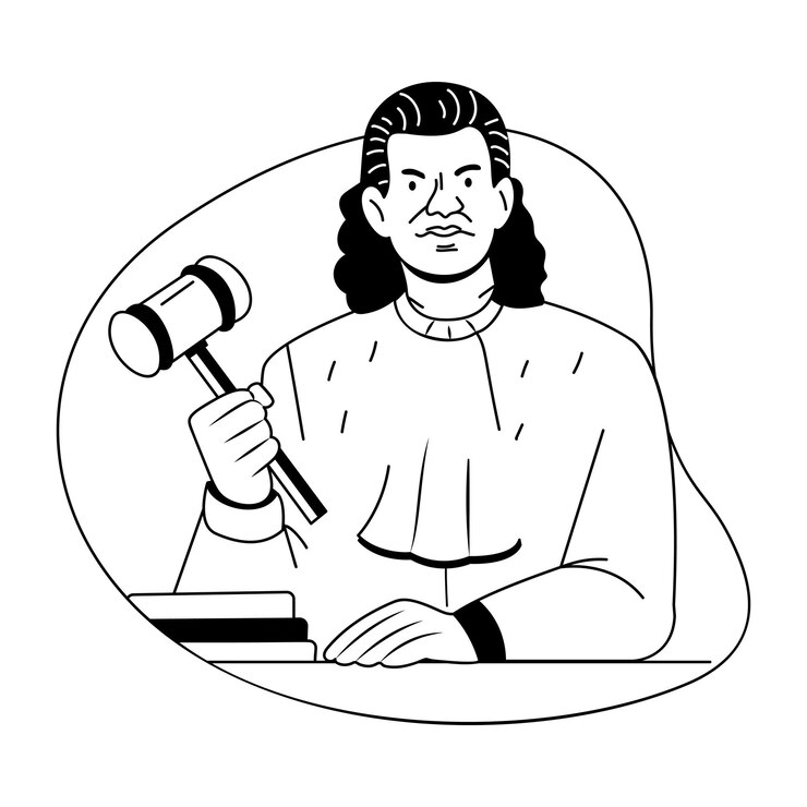 Vector court judge illustration in a glyph style