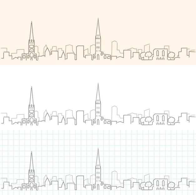 Vettore skyline del profilo disegnato a mano di coventry