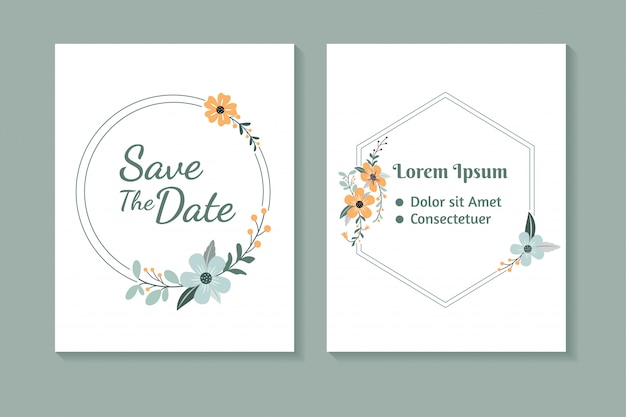 Cover bloem frame set ontwerp bruiloft viering uitnodiging