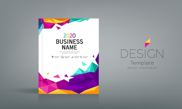 Обложка книги название бизнеса геометрические абстрактные красочные на белом фоне дизайн векторные иллюстрации