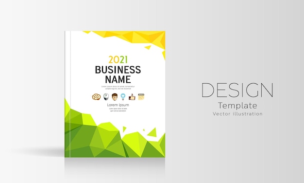 Cover Book Business name geometric abstract yellow and green on white background design