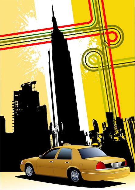 Vector cover for brochure with new york and taxi cab images