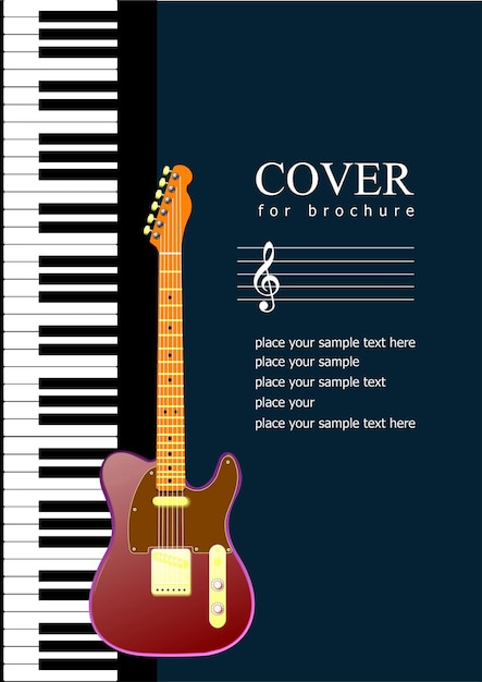 Vector cover for brochure with piano with guitar images vector illustration