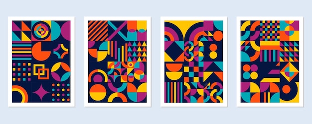 cover collection Colorful geometric bauhaus background