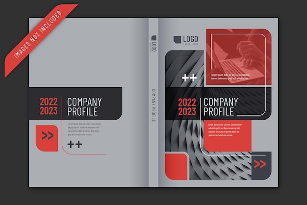 Vector cover company profile gray and red colors