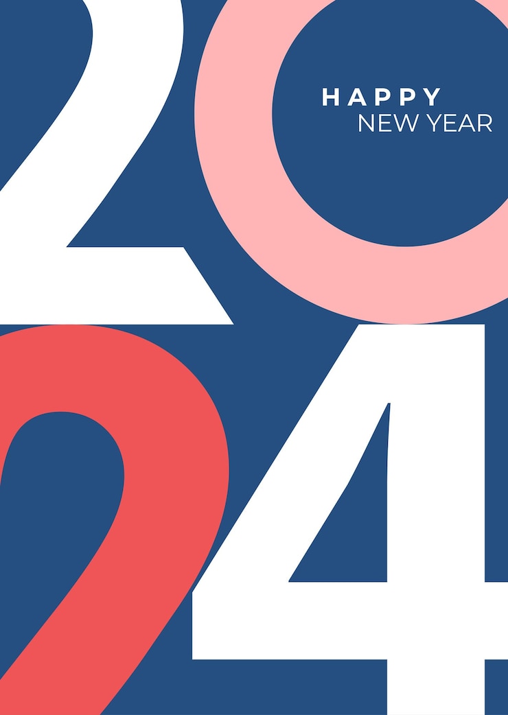 Vector 2024년 새해 축하 표지 디자인: 강력한 타이포그래피, 다채롭고 기억하기 쉬운, 새해 축복 2024년 디자인 포스터, 터 일러스트레이션