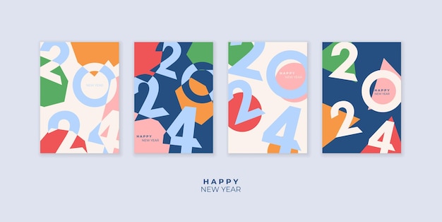 Дизайн обложки "Счастливого нового года 2024 года" Сильная типография Красочный и легкий в запоминании Дизайн плаката "Счастливого нового года 2022 года"