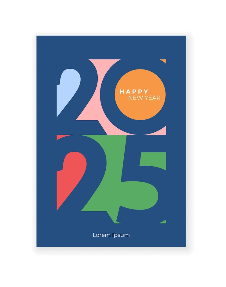 Cover design of 2025 happy new year Strong typography Colorful and easy to remember Happy new year 2025 design poster