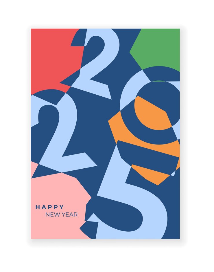 Cover design of 2025 happy new year Strong typography Colorful and easy to remember Happy new year 2025 design poster