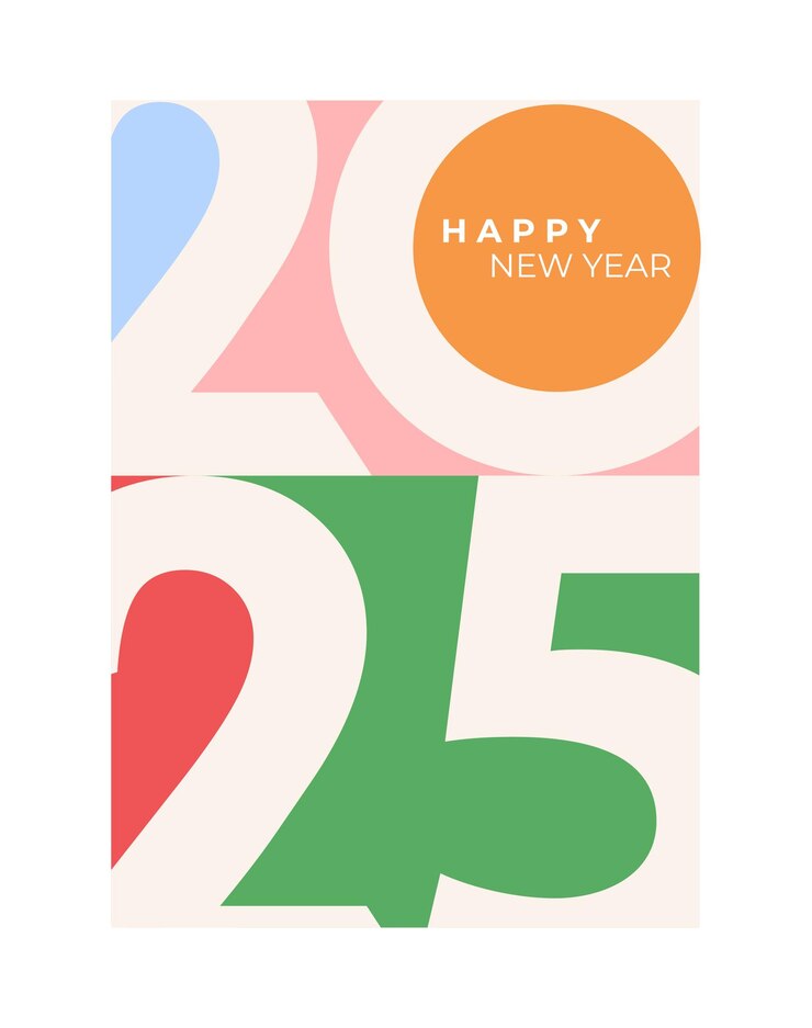 Cover design of 2025 happy new year Strong typography Colorful and easy to remember Happy new year 2025 design poster