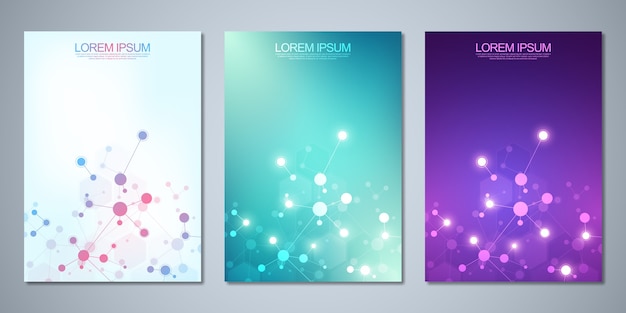 cover design,  flyer, with molecules  and neural network