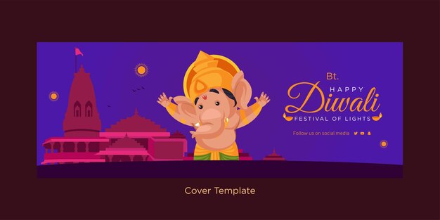 Vector cover design of happy diwali festival of lights template