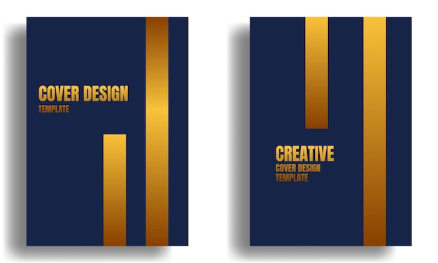 Cover design set with golden line on dark blue background