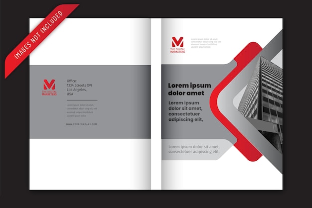 Дизайн обложки простой современный красный и серый цвет для бизнес годового профиля компании