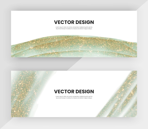 Design della copertina con acquerello verde e texture glitter oro