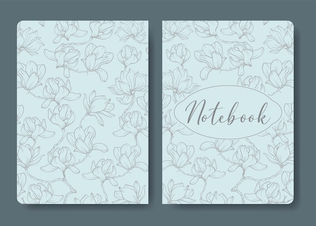 Cover design with magnolia for notebook Floral theme for book cover Flower texture illustration