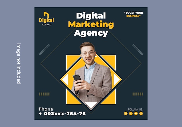 A cover for digital marketing agency with a man on the phone.