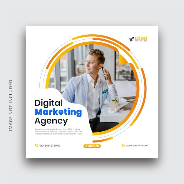 A cover for digital marketing agency with a man talking on the phone.