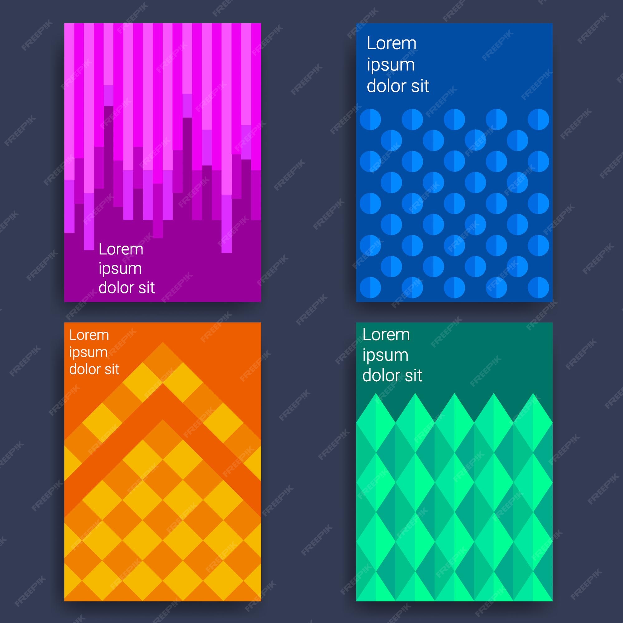 Vector set of geometric shapes with mesh gradient background