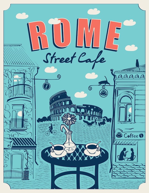 Vettore menu di copertina per roma street cafe