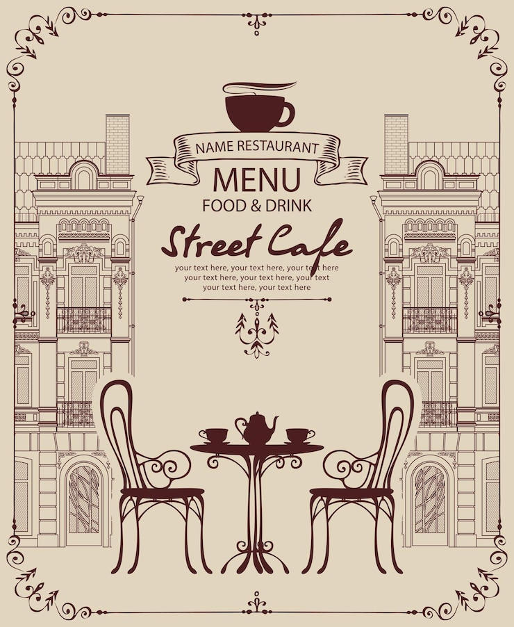 Vector cover menu for street cafe